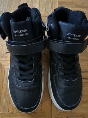 Kids Black High-Top Velcro & Lace Sneakers